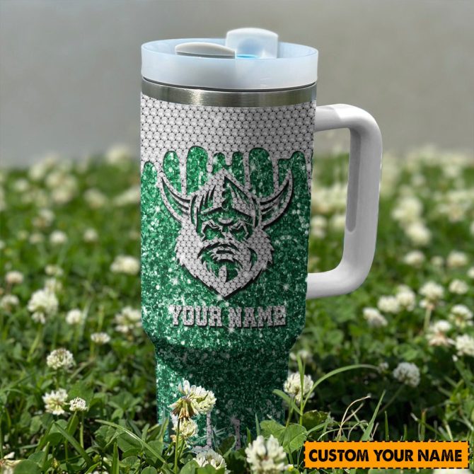 Canberra Raiders Nrl Sports Glitter Custom Stanley Quencher 40Oz Stainless Steel Tumbler With Handle - Image 2