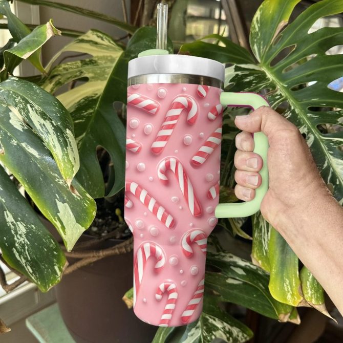 Candy Cane Christmas Custom Stanley Quencher 40Oz Stainless Steel Tumbler With Handle - Image 3