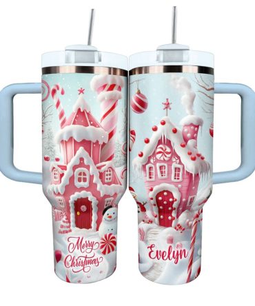 Candy Cane Wonderland Christmas Custom Stanley Quencher 40Oz Stainless Steel Tumbler With Handle