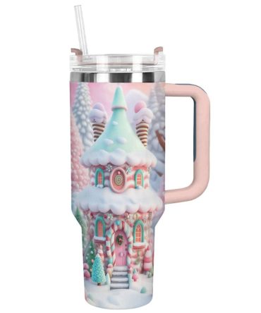 Candy Land Christmas Custom Stanley Quencher 40Oz Stainless Steel Tumbler With Handle