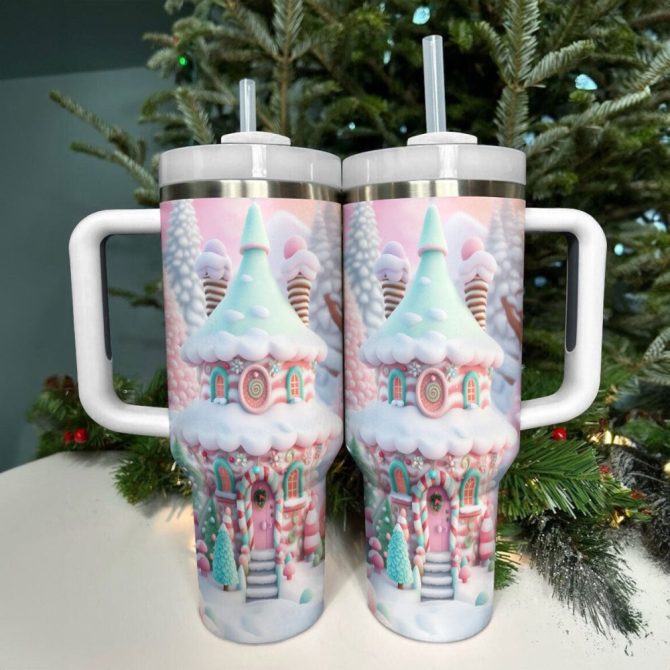 Candy Land Christmas Custom Stanley Quencher 40Oz Stainless Steel Tumbler With Handle - Image 2