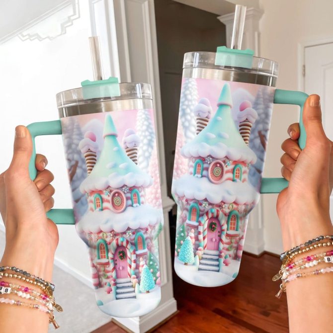 Candy Land Christmas Custom Stanley Quencher 40Oz Stainless Steel Tumbler With Handle - Image 3