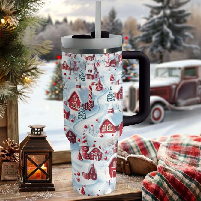 Candy Town Christmas Custom Stanley Quencher 40Oz Stainless Steel Tumbler With Handle - Image 2