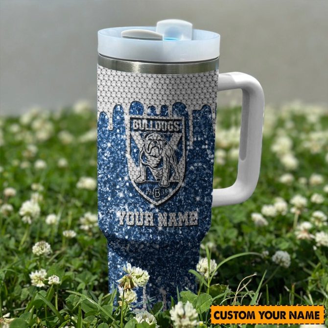 Canterbury Bulldogs Nrl Sports Glitter Custom Stanley Quencher 40Oz Stainless Steel Tumbler With Handle - Image 2