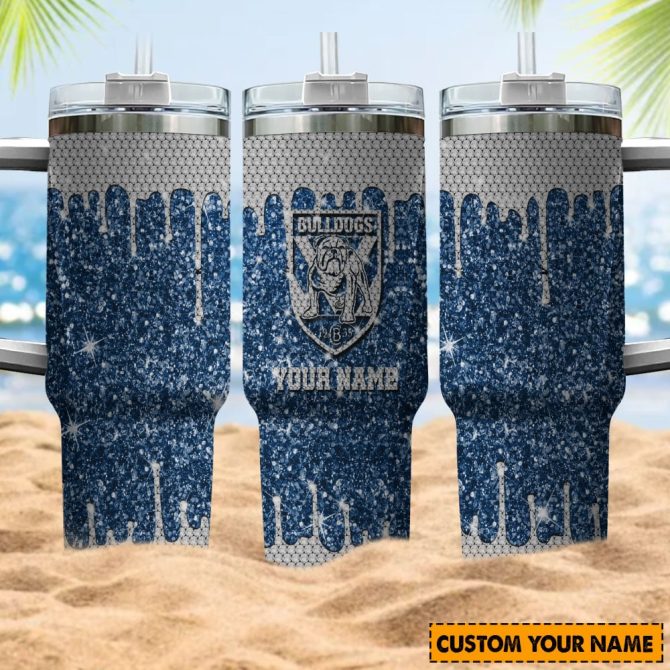 Canterbury Bulldogs Nrl Sports Glitter Custom Stanley Quencher 40Oz Stainless Steel Tumbler With Handle - Image 4