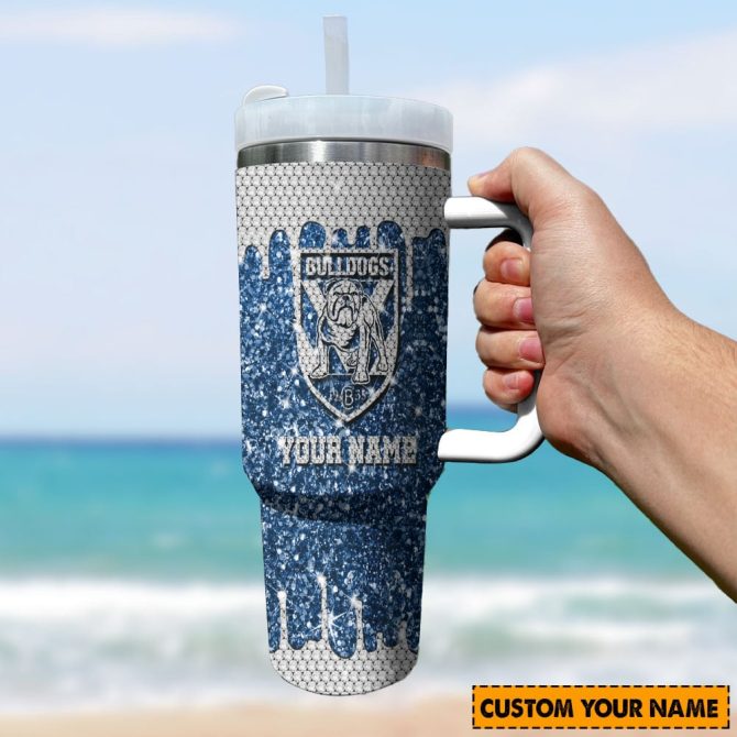 Canterbury Bulldogs Nrl Sports Glitter Custom Stanley Quencher 40Oz Stainless Steel Tumbler With Handle - Image 3