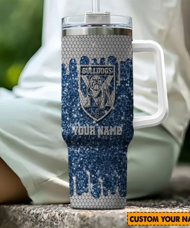 Canterbury Bulldogs Nrl Sports Glitter Custom Stanley Quencher 40Oz Stainless Steel Tumbler With Handle