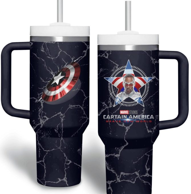 Captain America Movies Custom Stanley Quencher 40Oz Stainless Steel Tumbler - Image 2