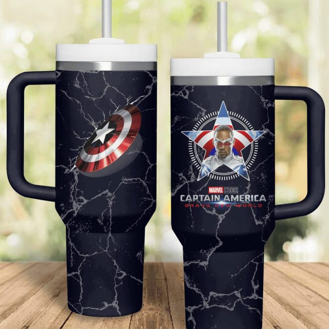 Captain America Movies Custom Stanley Quencher 40Oz Stainless Steel Tumbler
