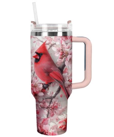 Cardinal Blossom Custom Stanley Quencher 40Oz Stainless Steel Tumbler With Handle