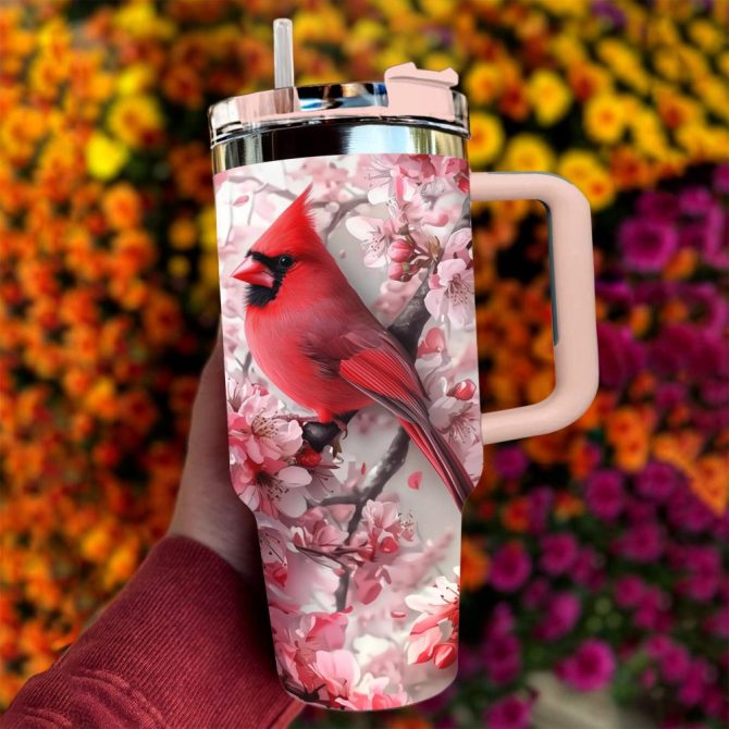 Cardinal Blossom Custom Stanley Quencher 40Oz Stainless Steel Tumbler With Handle - Image 2