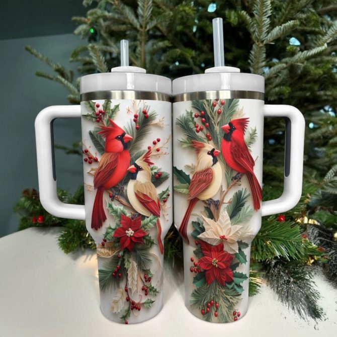 Cardinal Christmas Love Custom Stanley Quencher 40Oz Stainless Steel Tumbler With Handle - Image 4