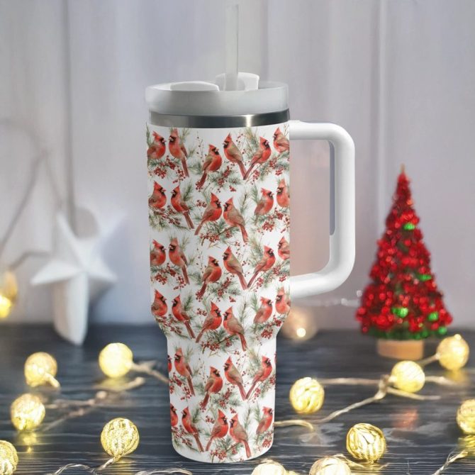 Cardinal Love Custom Stanley Quencher 40Oz Stainless Steel Tumbler With Handle - Image 2
