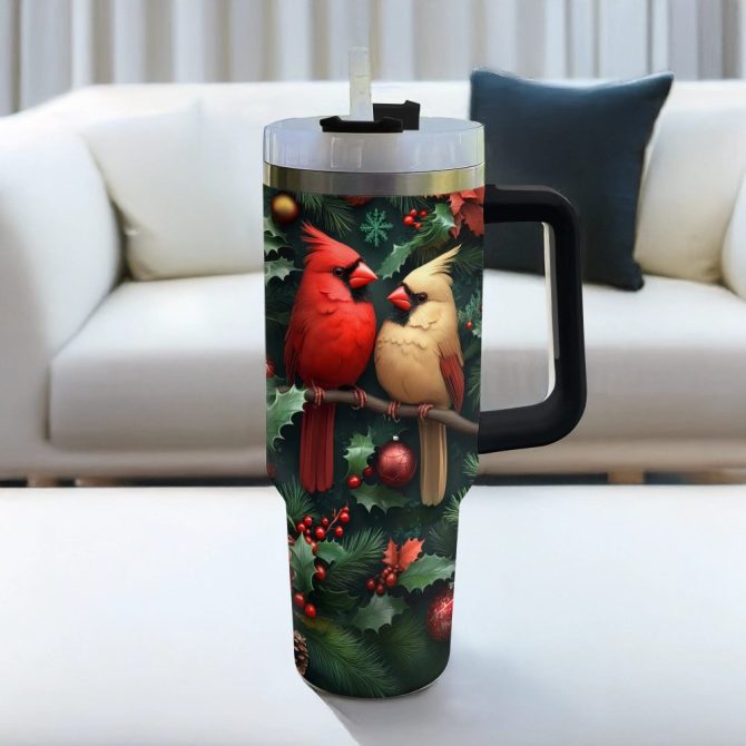 Cardinal Love Custom Stanley Quencher 40Oz Stainless Steel Tumbler With Handle - Image 2