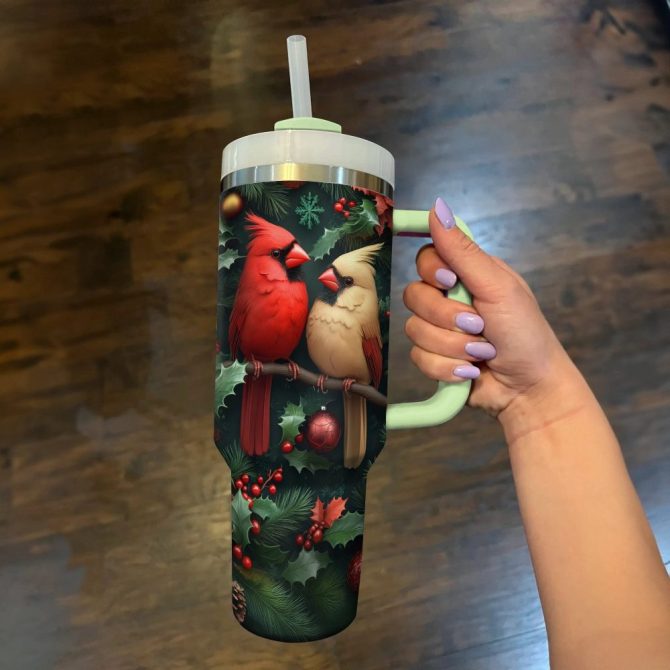 Cardinal Love Custom Stanley Quencher 40Oz Stainless Steel Tumbler With Handle - Image 3