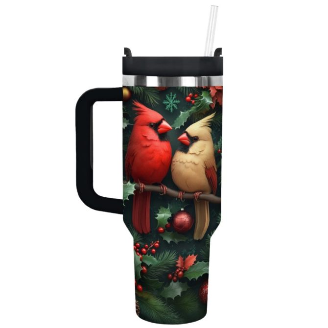 Cardinal Love Custom Stanley Quencher 40Oz Stainless Steel Tumbler With Handle
