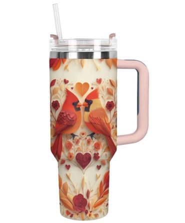 Cardinal Love Custom Stanley Quencher 40Oz Stainless Steel Tumbler With Handle