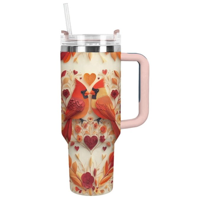 Cardinal Love Custom Stanley Quencher 40Oz Stainless Steel Tumbler With Handle