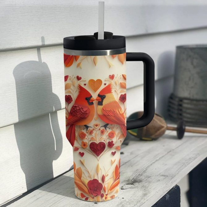 Cardinal Love Custom Stanley Quencher 40Oz Stainless Steel Tumbler With Handle - Image 2