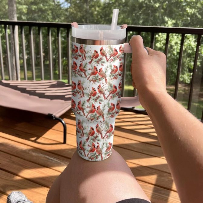Cardinal Love Custom Stanley Quencher 40Oz Stainless Steel Tumbler With Handle - Image 4