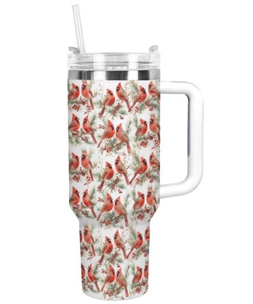 Cardinal Love Custom Stanley Quencher 40Oz Stainless Steel Tumbler With Handle