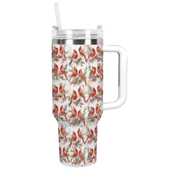 Cardinal Love Custom Stanley Quencher 40Oz Stainless Steel Tumbler With Handle