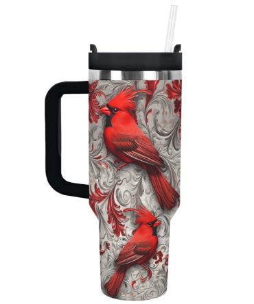 Cardinal Winter Custom Stanley Quencher 40Oz Stainless Steel Tumbler With Handle