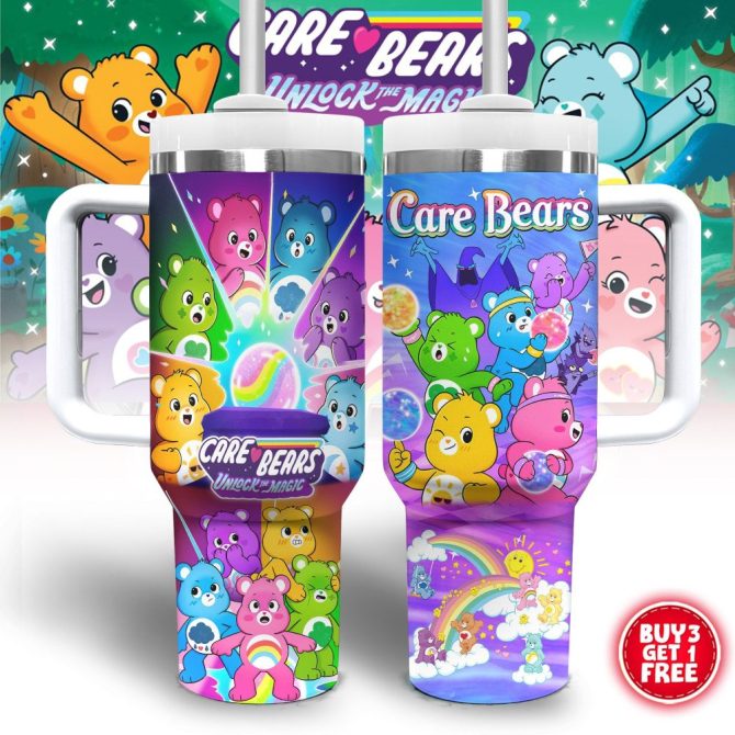 Care Bears Cartoon Custom Stanley Quencher 40Oz Stainless Steel Tumbler