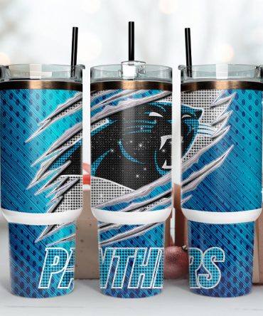 Carolina Panthers Nfl Custom Stanley Quencher 40Oz Stainless Steel Tumbler With Handle
