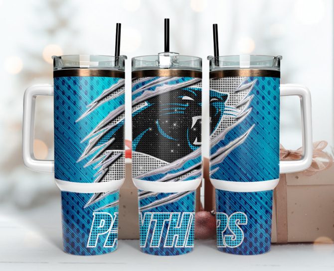 Carolina Panthers Nfl Custom Stanley Quencher 40Oz Stainless Steel Tumbler With Handle