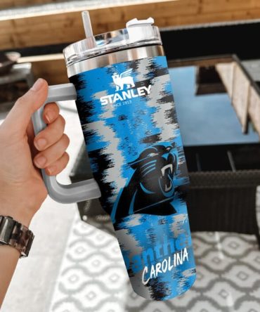 Carolina Panthers Nfl Custom Stanley Quencher 40Oz Stainless Steel Tumbler With Handle