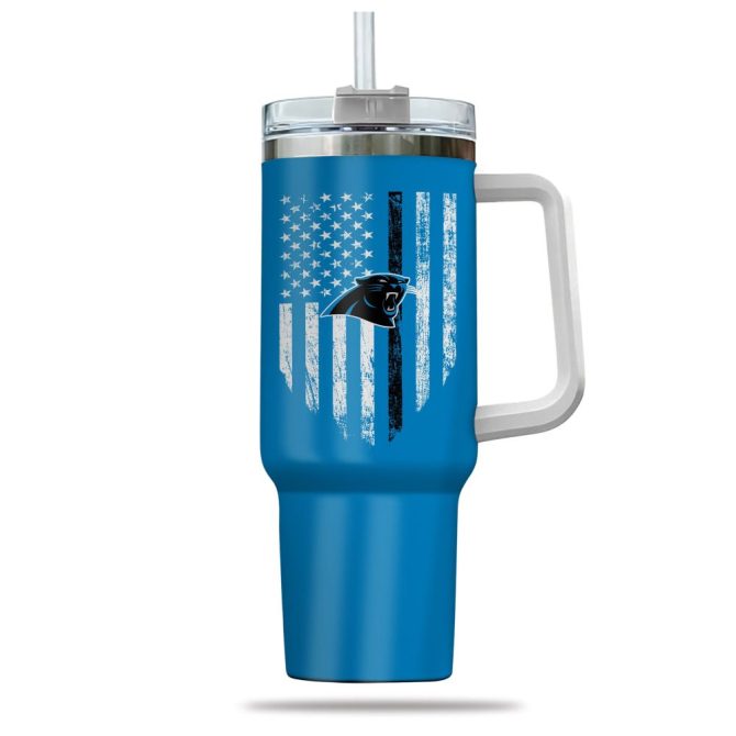 Carolina Panthers Nfl Custom Stanley Quencher 40Oz Stainless Steel Tumbler With Handle - Image 2