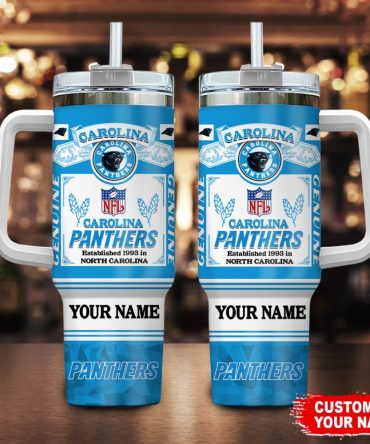 Carolina Panthers Nfl Custom Stanley Quencher 40Oz Stainless Steel Tumbler With Handle
