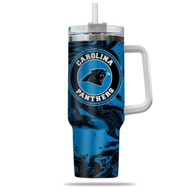 Carolina Panthers Nfl Custom Stanley Quencher 40Oz Stainless Steel Tumbler With Handle - Image 2