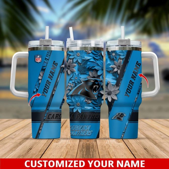Carolina Panthers Nfl Custom Stanley Quencher 40Oz Stainless Steel Tumbler With Handle - Image 2