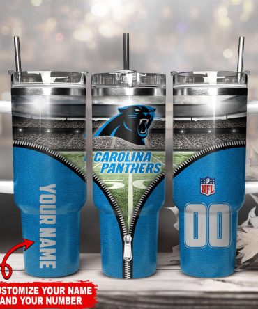 Carolina Panthers Nfl Custom Stanley Quencher 40Oz Stainless Steel Tumbler With Handle