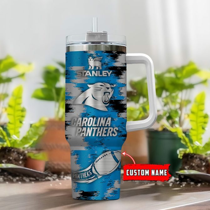 Carolina Panthers Nfl Custom Stanley Quencher 40Oz Stainless Steel Tumbler With Handle - Image 2