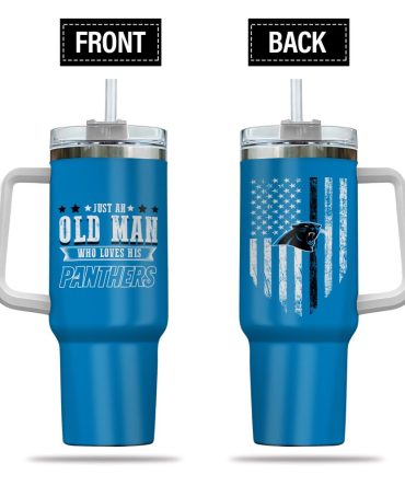 Carolina Panthers Nfl Custom Stanley Quencher 40Oz Stainless Steel Tumbler With Handle