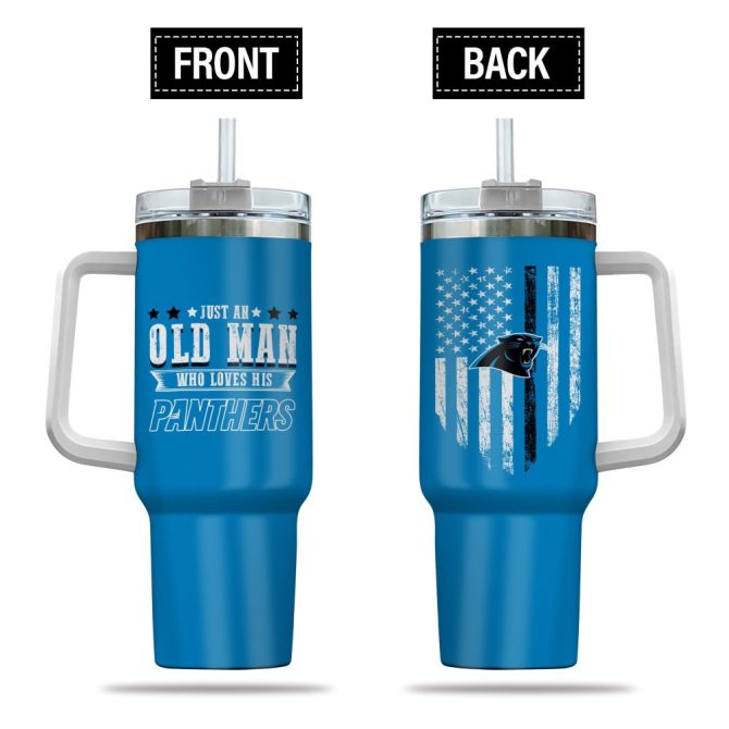 Carolina Panthers Nfl Custom Stanley Quencher 40Oz Stainless Steel Tumbler With Handle