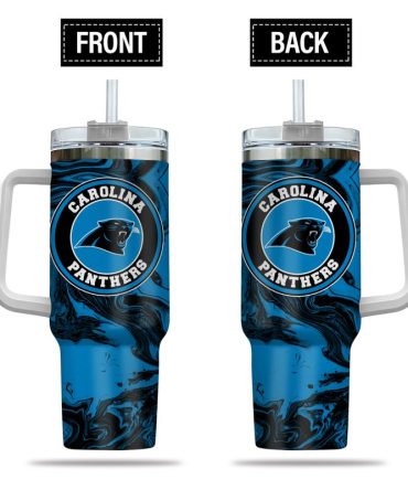 Carolina Panthers Nfl Custom Stanley Quencher 40Oz Stainless Steel Tumbler With Handle