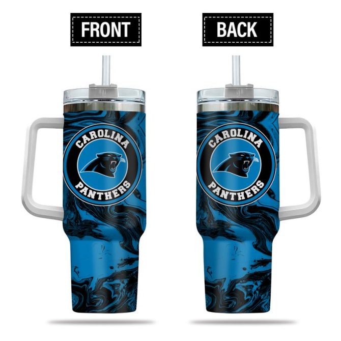 Carolina Panthers Nfl Custom Stanley Quencher 40Oz Stainless Steel Tumbler With Handle