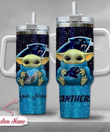 Carolina Panthers Nfl Custom Stanley Quencher 40Oz Stainless Steel Tumbler With Handle