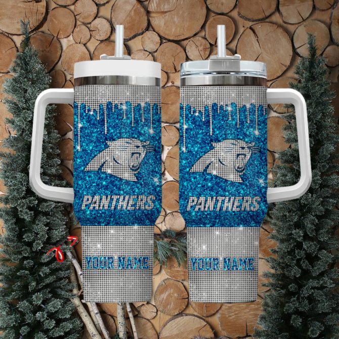 Carolina Panthers Nfl Custom Stanley Quencher 40Oz Stainless Steel Tumbler With Handle - Image 2