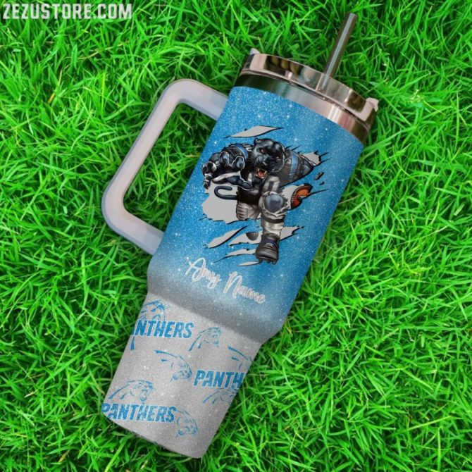 Carolina Panthers Nfl Custom Stanley Quencher 40Oz Stainless Steel Tumbler With Handle - Image 3