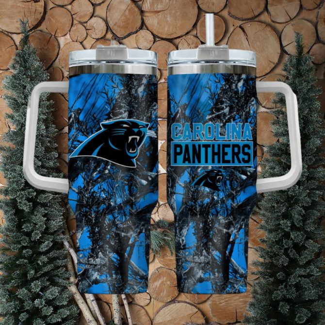 Carolina Panthers Nfl Custom Stanley Quencher 40Oz Stainless Steel Tumbler With Handle - Image 2