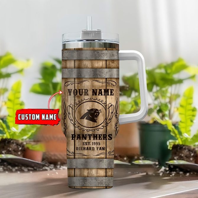 Carolina Panthers Nfl Custom Stanley Quencher 40Oz Stainless Steel Tumbler With Handle - Image 2