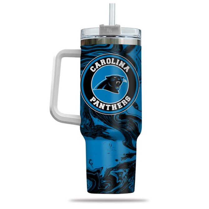 Carolina Panthers Nfl Custom Stanley Quencher 40Oz Stainless Steel Tumbler With Handle - Image 3