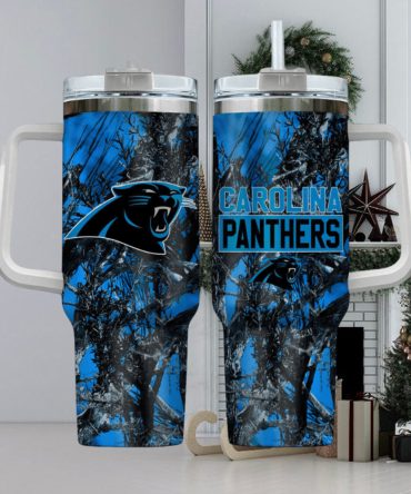 Carolina Panthers Nfl Custom Stanley Quencher 40Oz Stainless Steel Tumbler With Handle