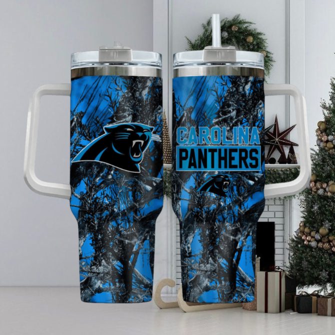 Carolina Panthers Nfl Custom Stanley Quencher 40Oz Stainless Steel Tumbler With Handle