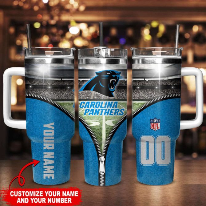Carolina Panthers Nfl Custom Stanley Quencher 40Oz Stainless Steel Tumbler With Handle - Image 2